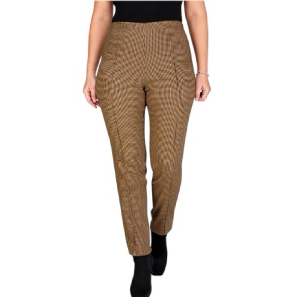 NWT Alembika Amaretto Houndstooth Stretch Slim Pants Size 5 US 14-16